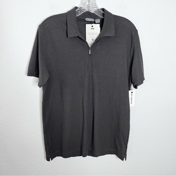 Zanone Ice Cotton Shirt Men Medium 48 Polo Jersey Gray Short Sleeve Italy  V - Picture 1 of 8
